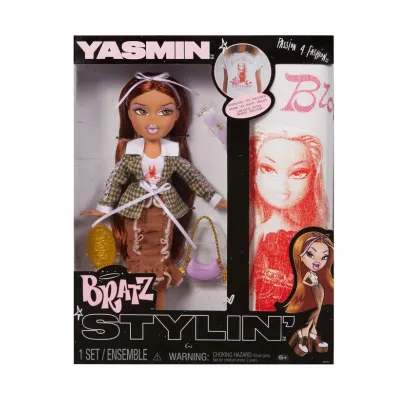 Bratz Stylin' Yasmin Fashion Doll with Customizable T-Shirt for You and Accessories
