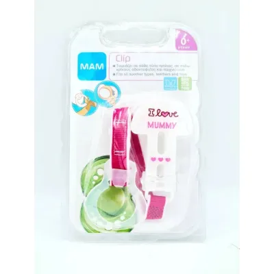 MAM Pacifier Clip I Love Mummy Pink 0m+