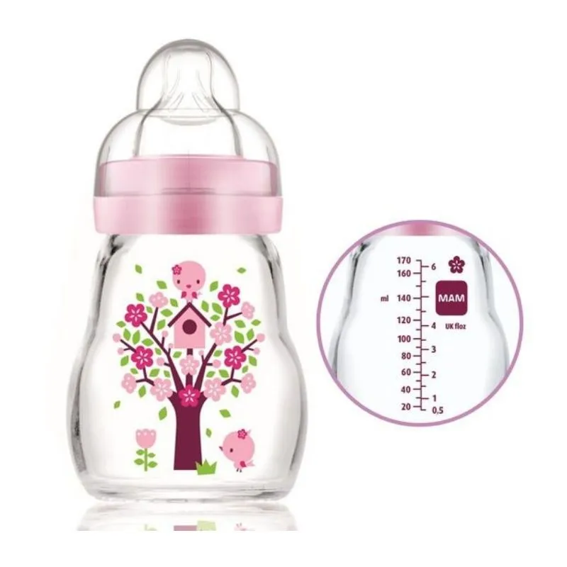 MAM - Feel Good Glass Bottle 170ml - Pink