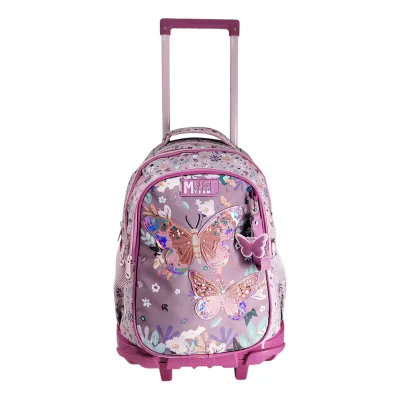 School Trolley Bag Elementary Must Team Butterflies Lilac 3 Compartments