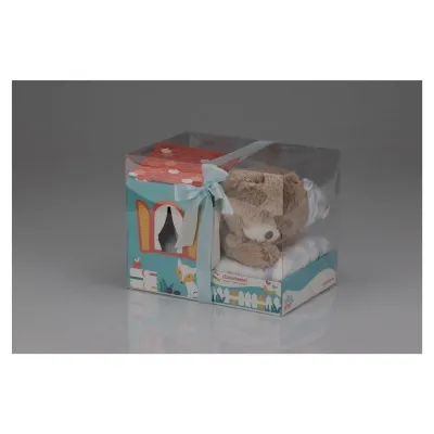 Inter baby blanket+plush toy+house osito - BLUE