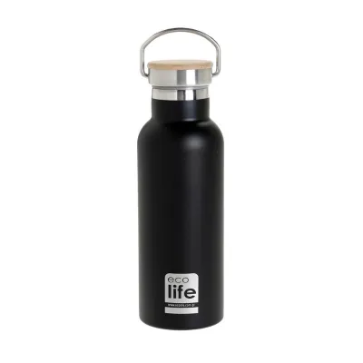 Ecolife Black Thermos 500ml | Bamboo lid
