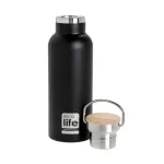 Ecolife Black Thermos 500ml | Bamboo lid