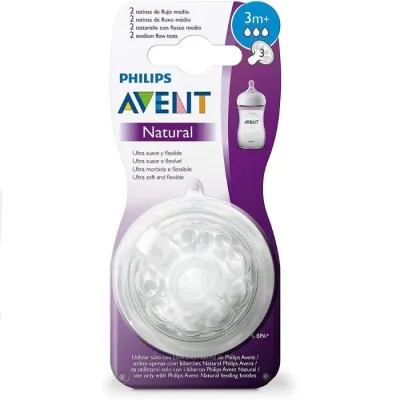 Avent Natural Feeding Teats 3 Months - 2 pcs