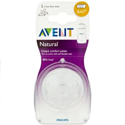 Avent Natural Feeding Teats 6 Months - 2 pcs
