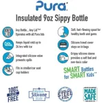 Pura Kiki INSULATED Stainless Steel 9oz Bottle (SIPPY / Aqua sleeves)