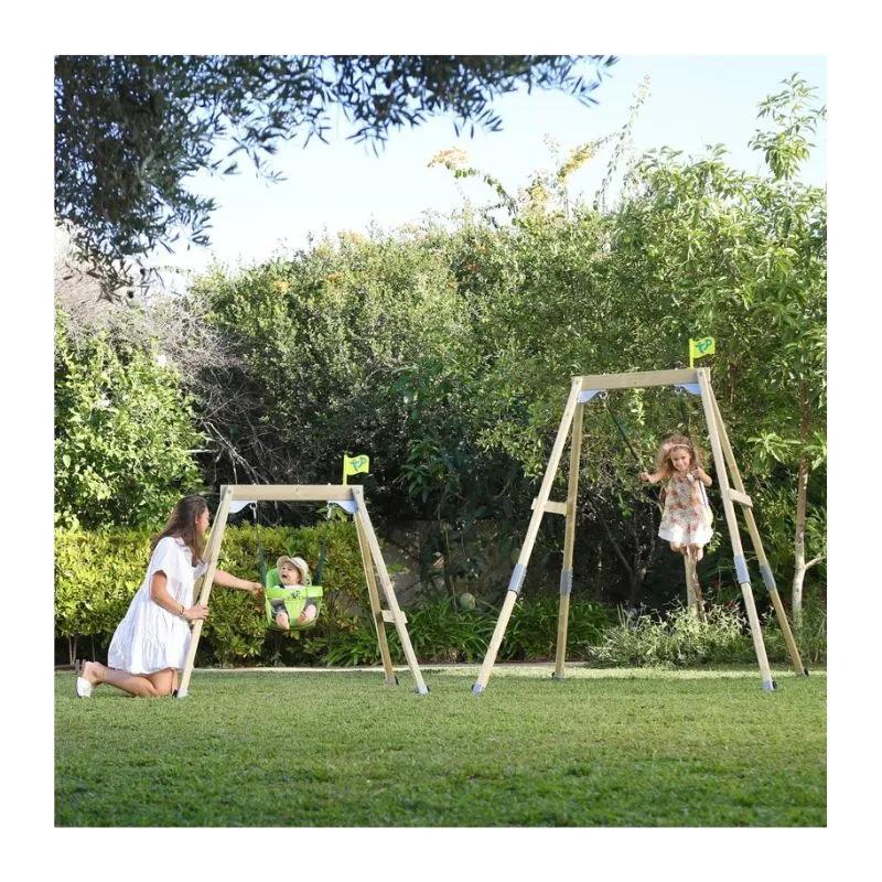 TP Forest Acorn convertible swing set - baby chair - anchoring kit - FSC wood h200 cm