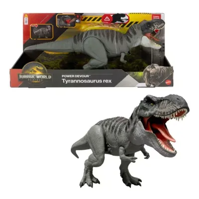 Jurassic World Rebirth Power Devour Tyrannosaurus Rex Dinosaur Figure, Constant Chomp Lights & Sound