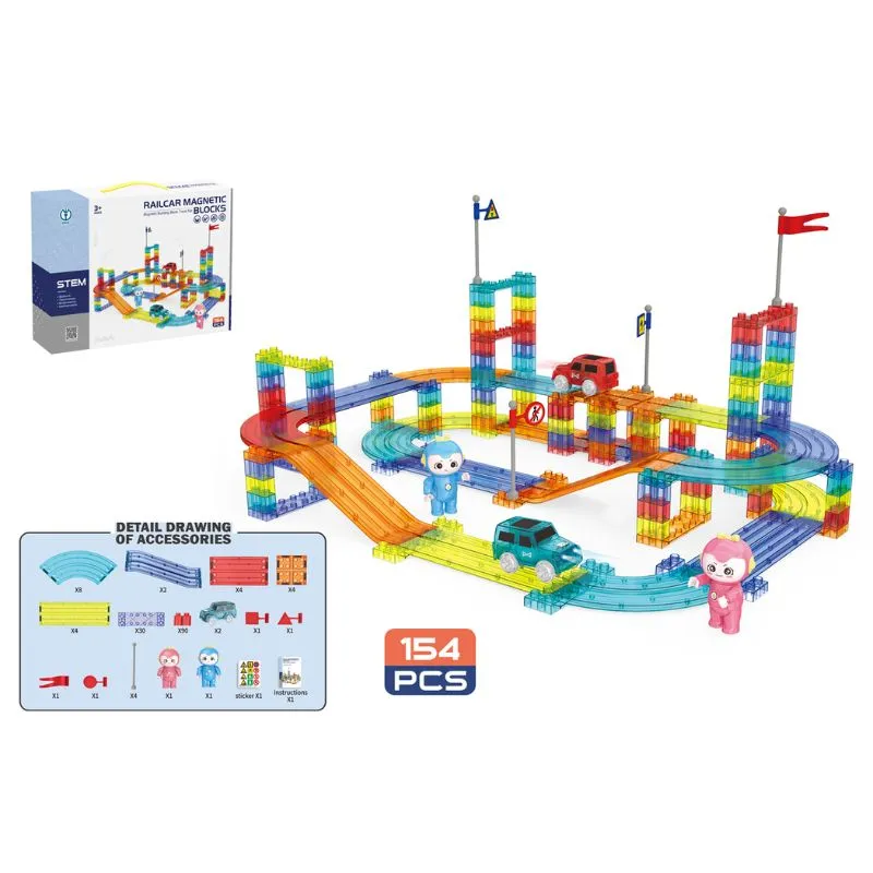 Infinity Toys Magnetic blocks +B/O car with light (154pcs)