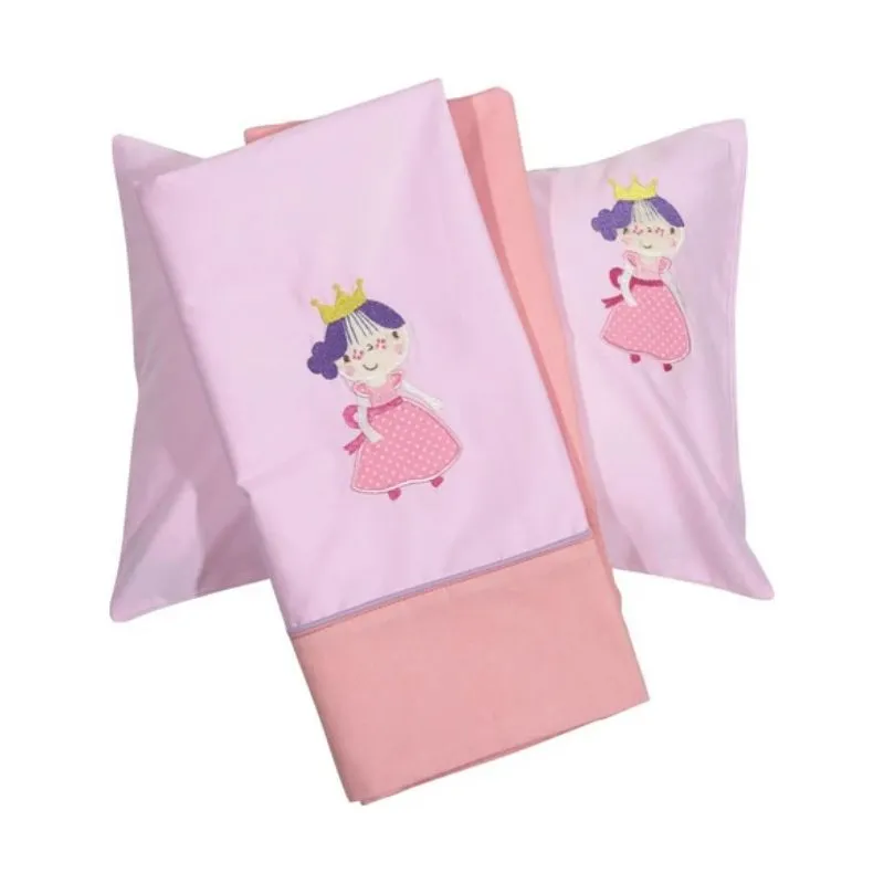 Das Home Smile Embroidery Baby Crib Sheet Set Cotton 120x160 Pink