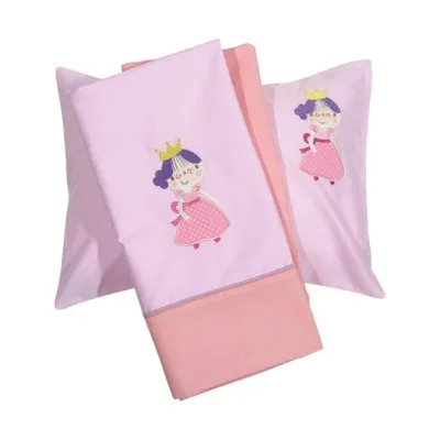 Das Home Smile Embroidery Baby Crib Sheet Set Cotton 120x160 Pink