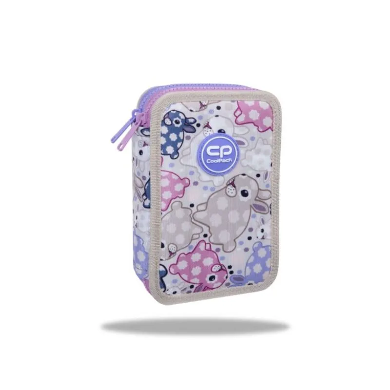 Double pencil case with equipment CoolPack Jumper 2 White Bunny