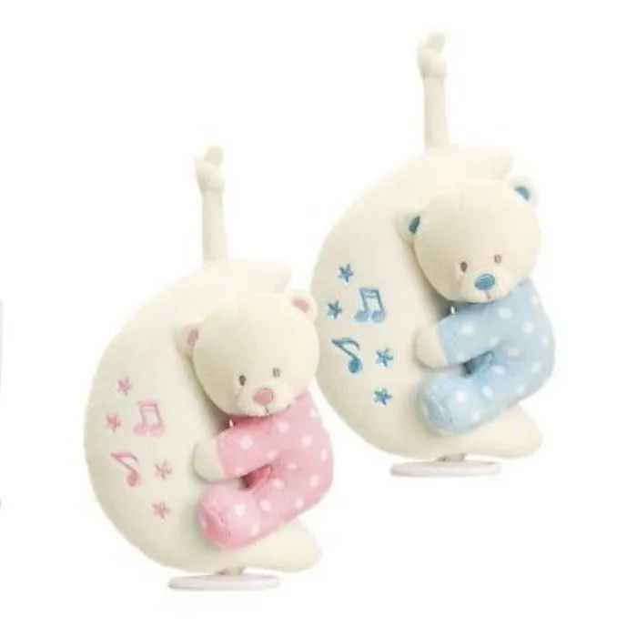Keel Toys Soft Plush Musical Bear on Moon Pink
