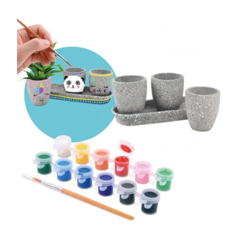 PlayGo Paint your own Cement Flower Pots, 17 pcs