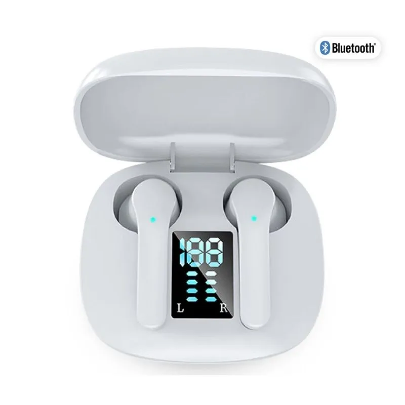 Bluetooth True Wireless Earbuds with Charging Case - White