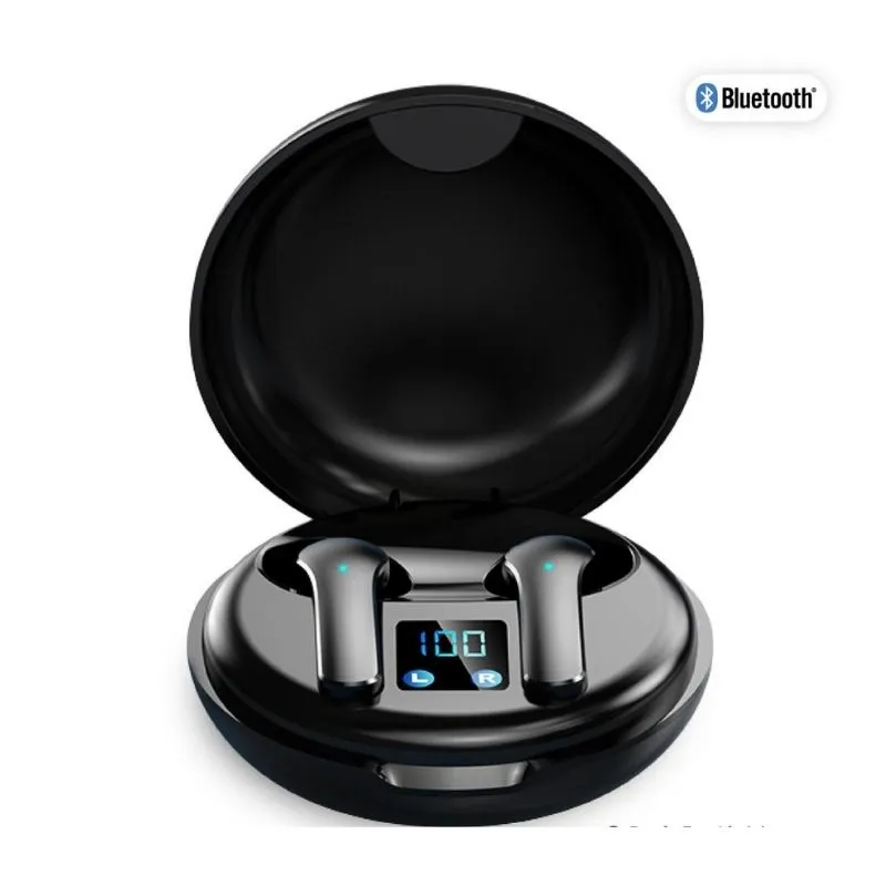 Bluetooth True Wireless Earbuds with Charging Case - Black