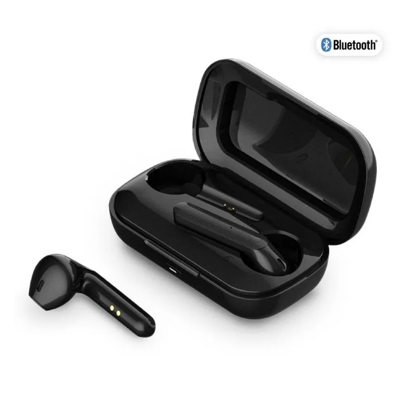Bluetooth True Wireless Earbuds with Charging Case - Black