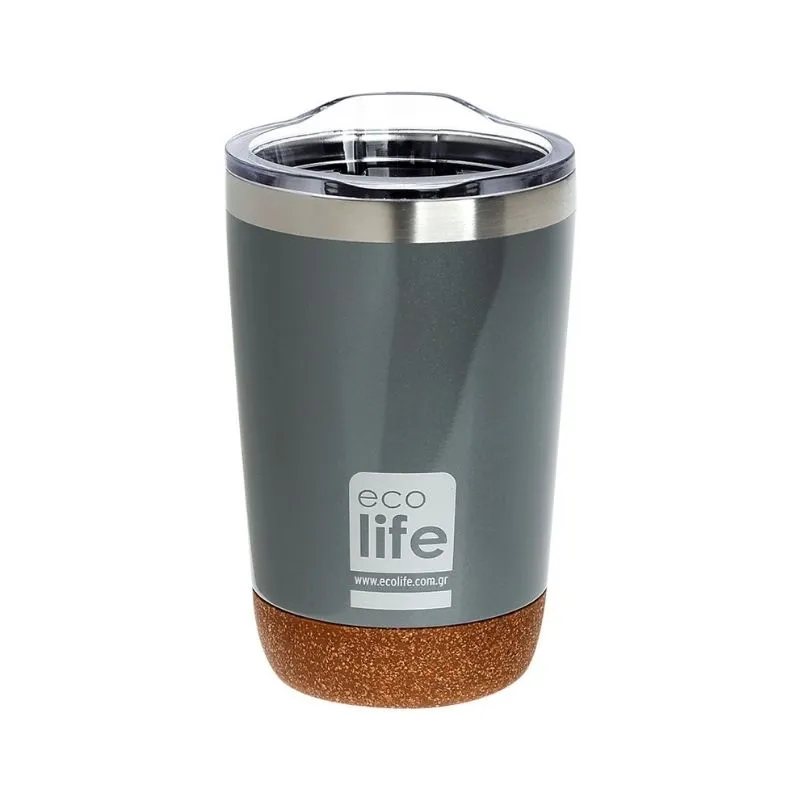 Eco Life - Light Gray (cork bottom) coffee thermos 370ml |