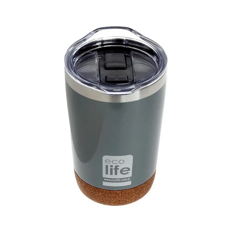 Eco Life - Light Gray (cork bottom) coffee thermos 370ml |