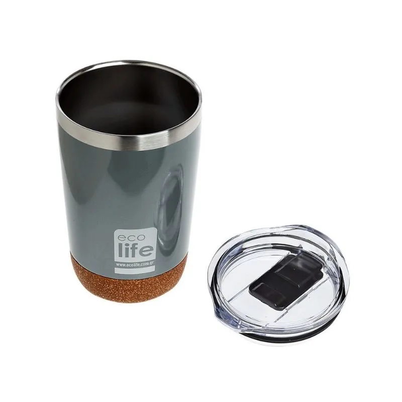 Eco Life - Light Gray (cork bottom) coffee thermos 370ml |