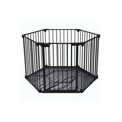 Noma Safety Fence 6 Panel+Wall Fixings+Mat Black