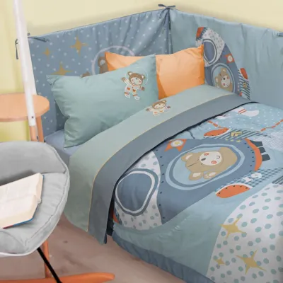 Baby sheet set 120×160 Das Home Smile Embroidery – Blue