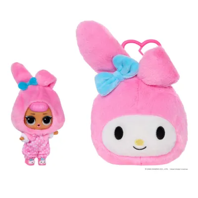 LOL Surprise Loves Hello Kitty Reversible Plush Surprise with Matching LOL Tot and Keychain