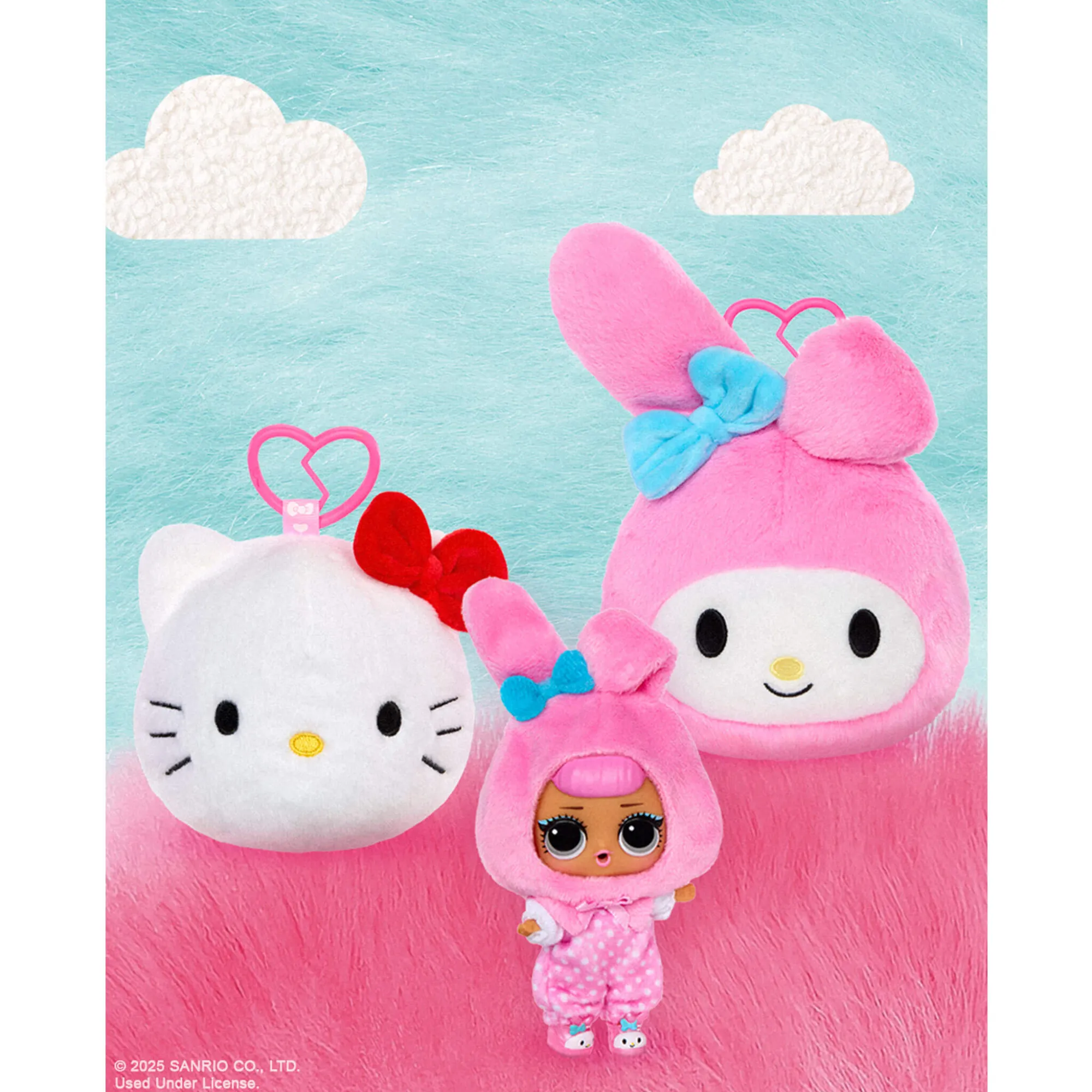 LOL Surprise Loves Hello Kitty Reversible Plush Surprise with Matching LOL Tot and Keychain