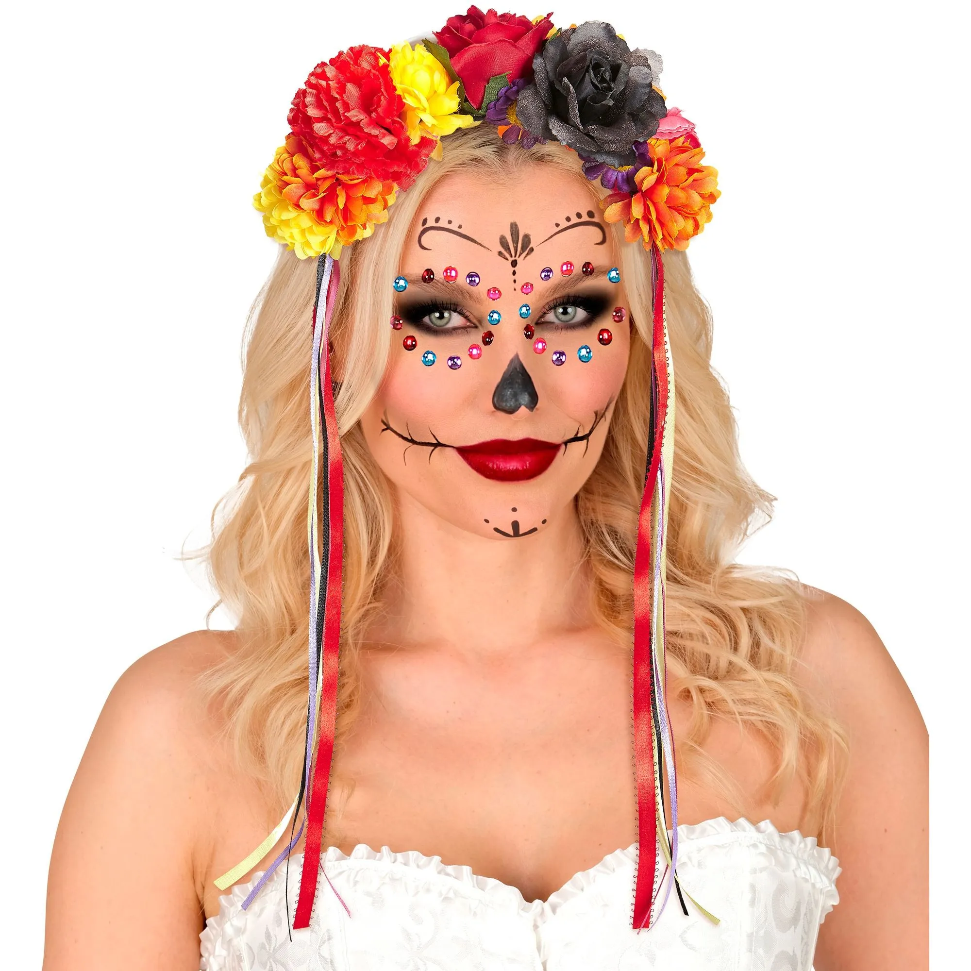Flower Headband With Multicolor Ribbons