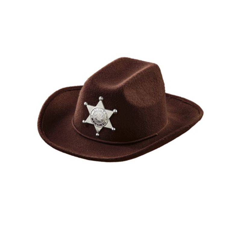 Real Look Brown Cowboy Hat with Sheriff Star