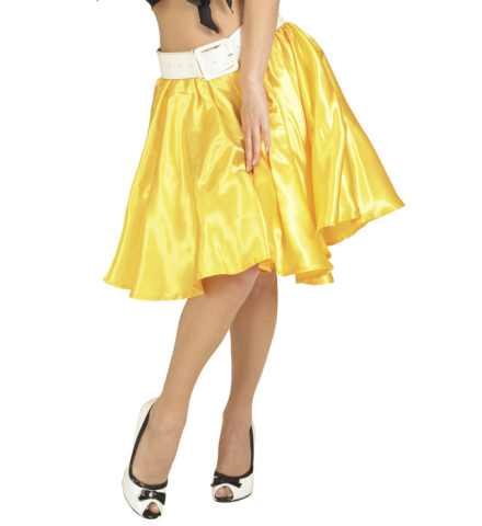 YELLOW SATIN SKIRT WITH SEWN-IN PETTICOAT