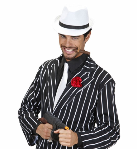 WHITE GANGSTER HATS WITH BLACK BAND