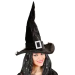 Velvet Witch Hat With Plush Trim & Buckle
