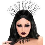 Headpiece Dark Queen Branches & Black Roses