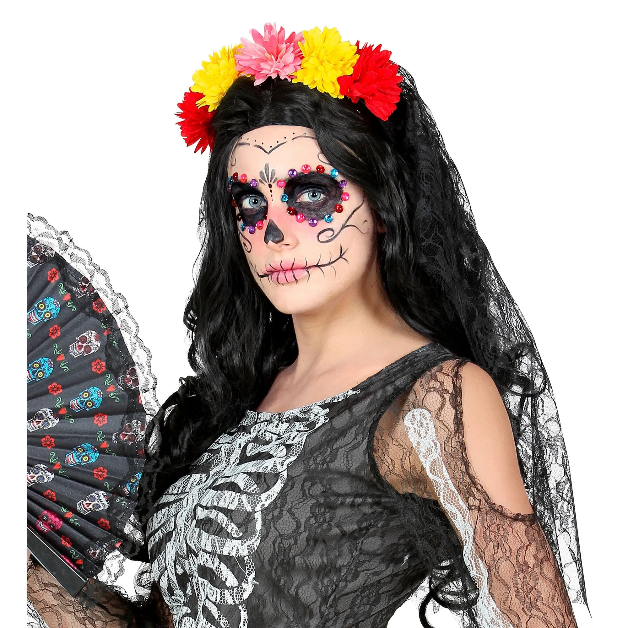 Dia De Los Muertos Veil With Flowers