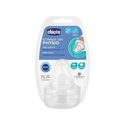 Chicco Silicone Nipple Physio Perfect 5 Medium Flow 2M+ (2pcs)