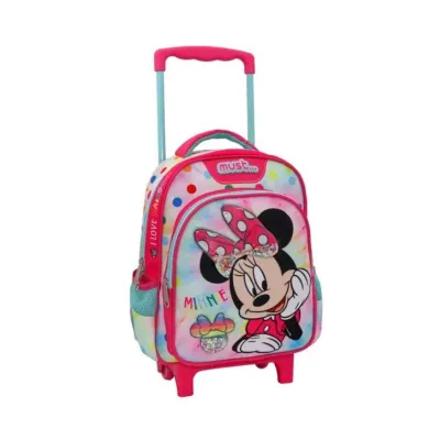 Kindergarten Trolley Backpack Disney Minnie Mouse I Love Rainbow Must 2 Cases