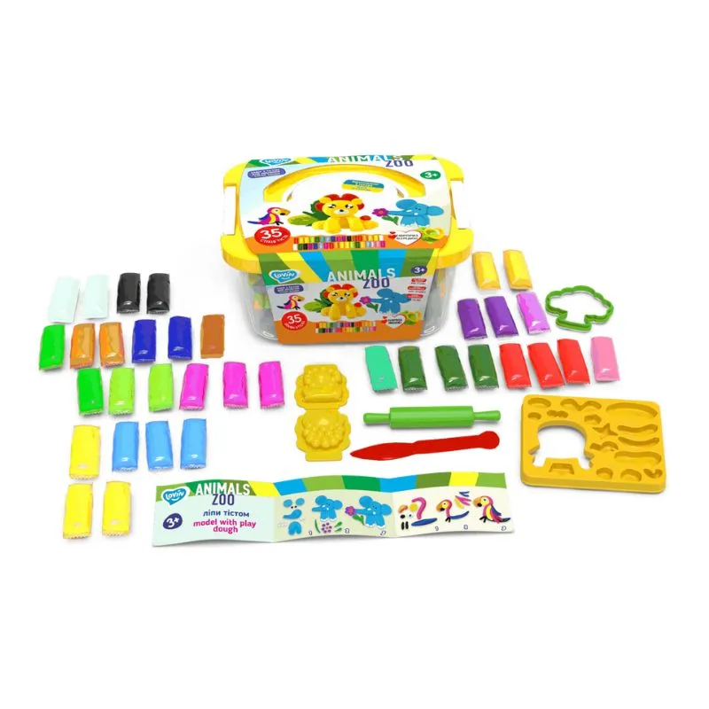 Zoo animals box ТМ Lovin Modeling Set with Play Dough
