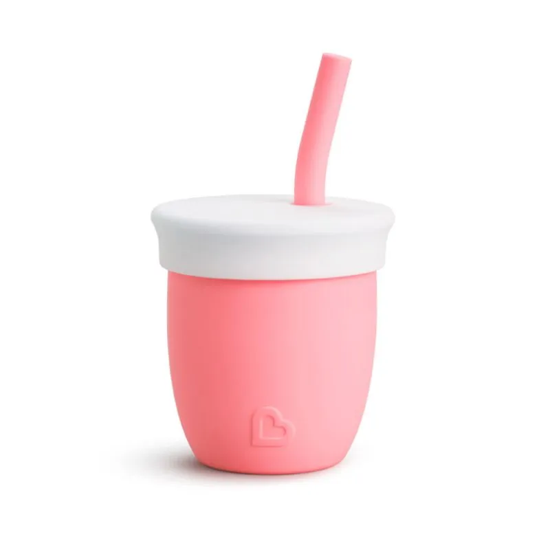 Munchkin C’est Silicone! Training Cup with Straw - Coral