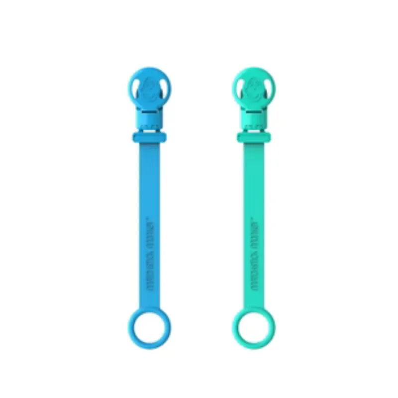 Matchstick Monkey Blue & Green Double Soother Clips