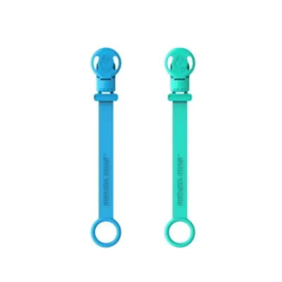 Matchstick Monkey Blue & Green Double Soother Clips