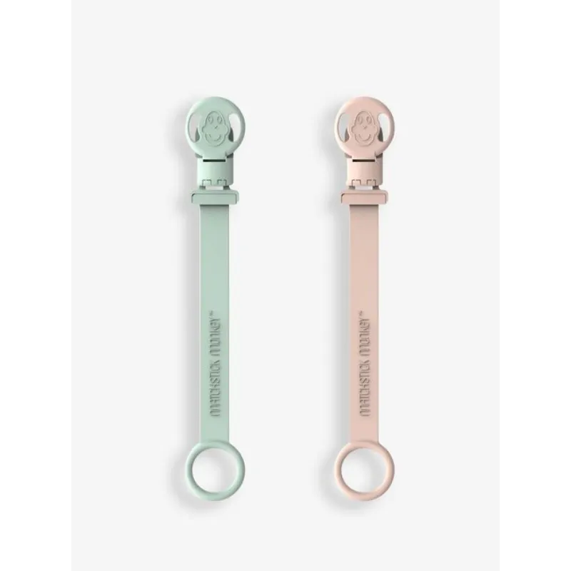 Matchstick Monkey Mint Green & Dusty Pink Double Soother Clips