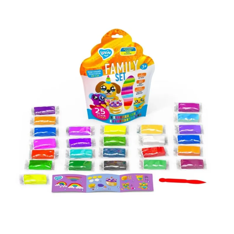 Modeling kit with air plasticine Air Clay TM Lovin - Family Set