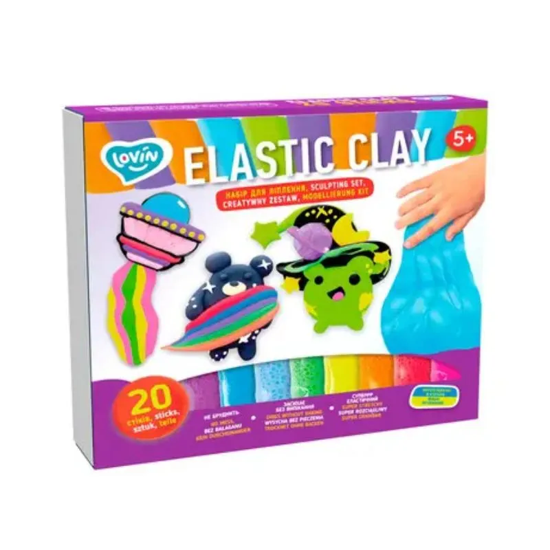 Set for modeling with air plasticine Elastic Clay 20 sticks TM Lovin