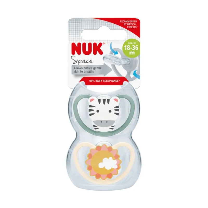 Nuk Signature Silicone Soother 18-36 Months 2 Pieces - Zebra
