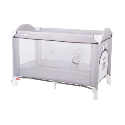 FreeOn Travel Cot 1 Level Balloon Zebra Grey