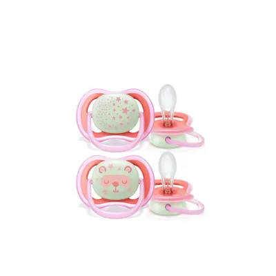 Philips Avent Ultra Air Night-Time Pacifier 6-18m Pink x2