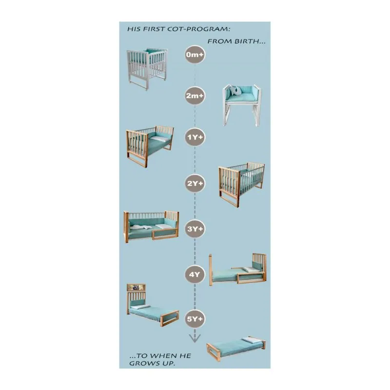 Italbaby Evolutionary Baby Cot Set White and Sand