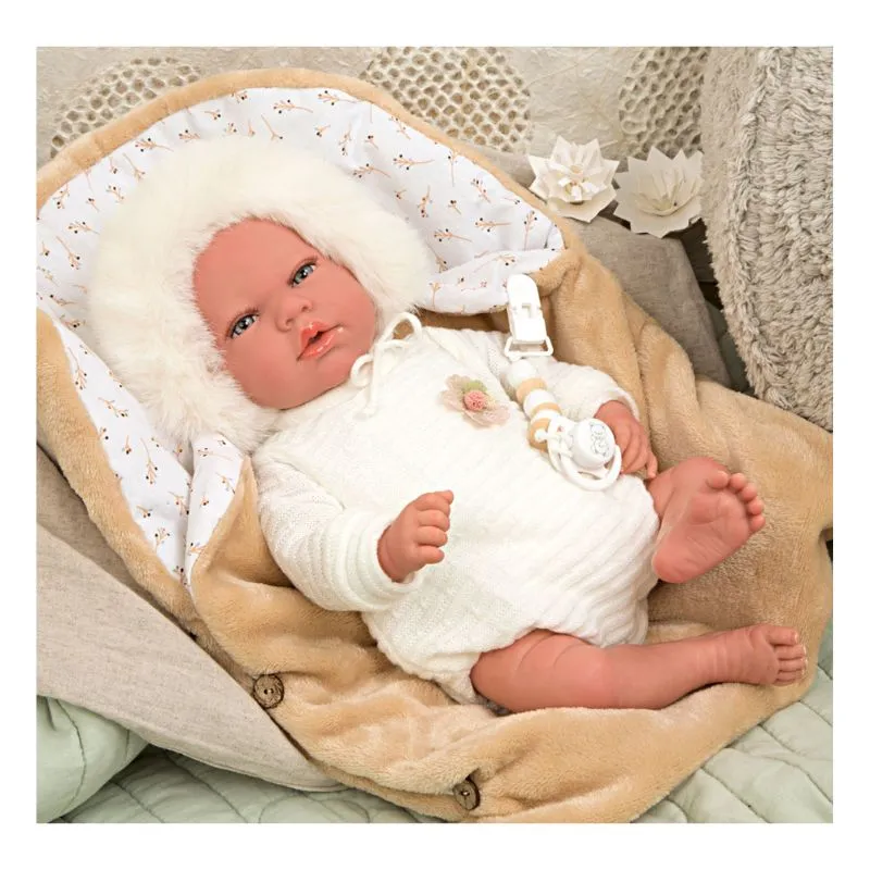 Arias Dolls Beige Alejandra reborn doll with sleeping bag