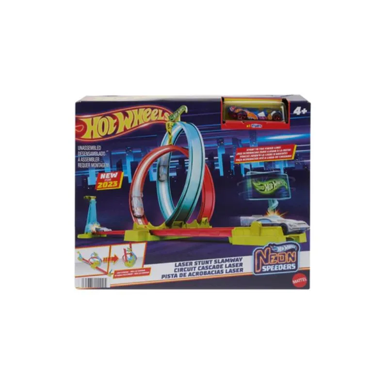Hot Wheels Neon Speeders Track Set, Laser Stunt Slamway